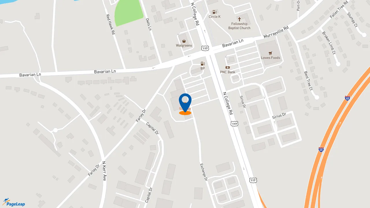 https://pageleap.com map showing location of Subway in Wilmington.