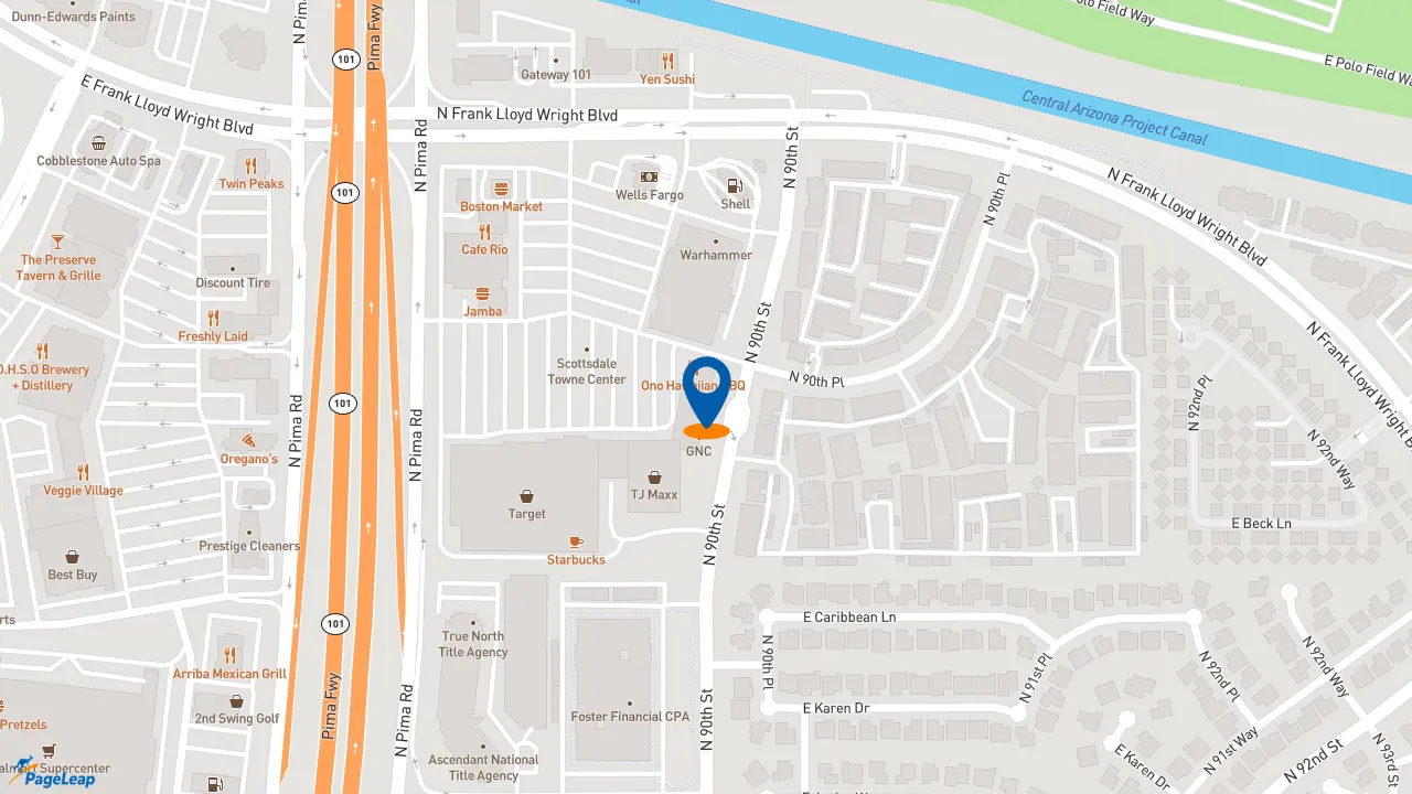 https://pageleap.com map showing location of Subway in Scottsdale.