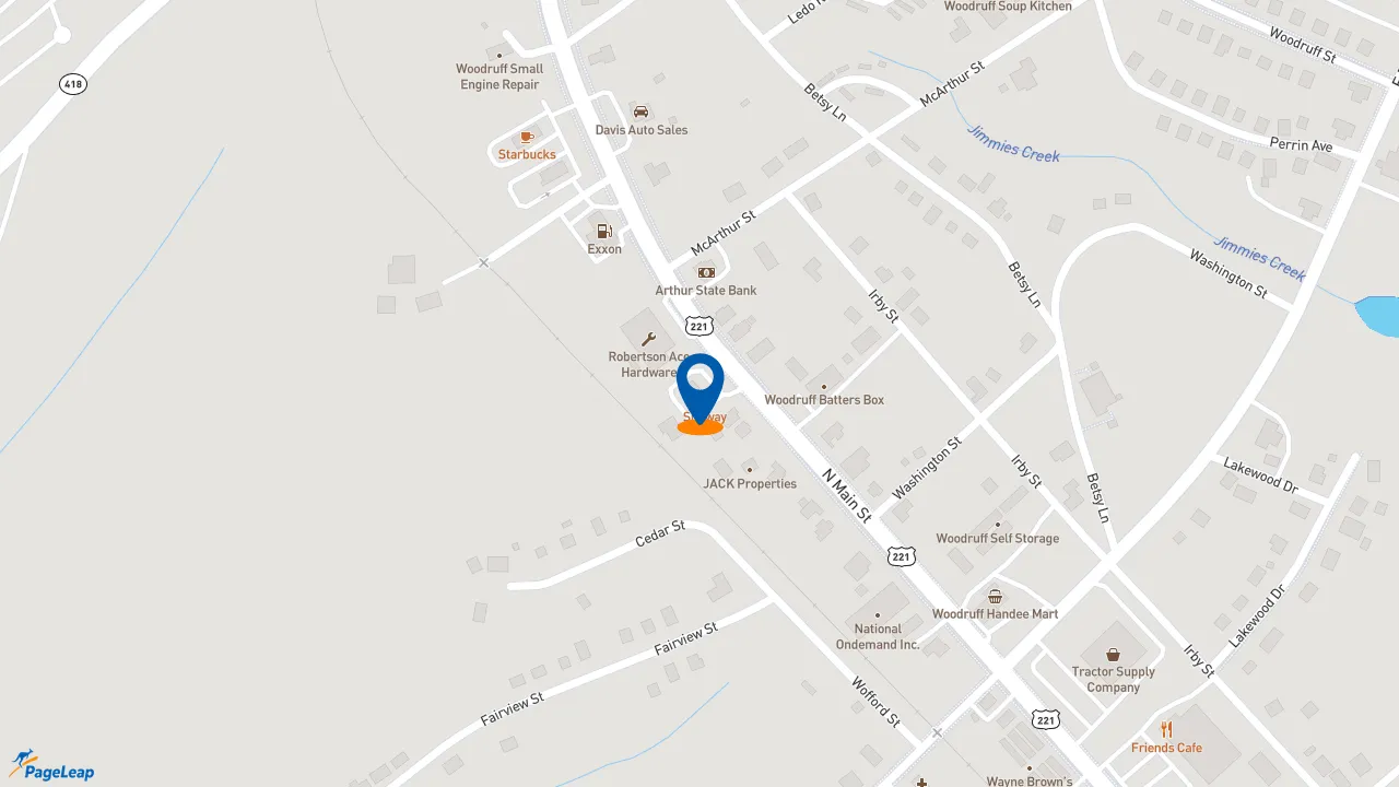 https://pageleap.com map showing location of Subway in Woodruff.