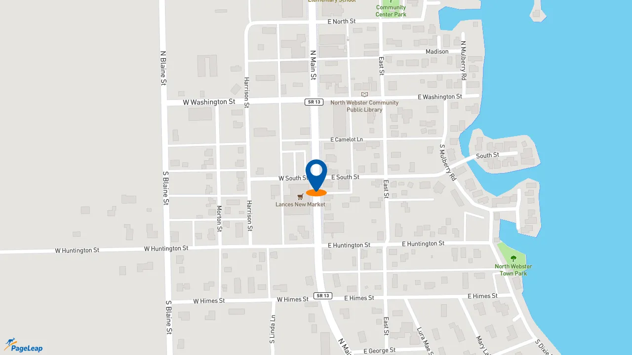 https://pageleap.com map showing location of Subway in North Webster.