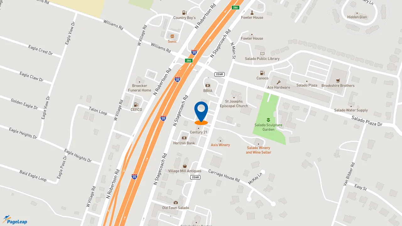 https://pageleap.com map showing location of Subway in Salado.