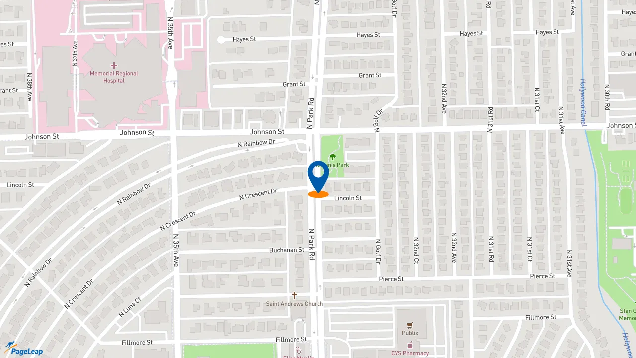 https://pageleap.com map showing location of Subway in Hollywood.