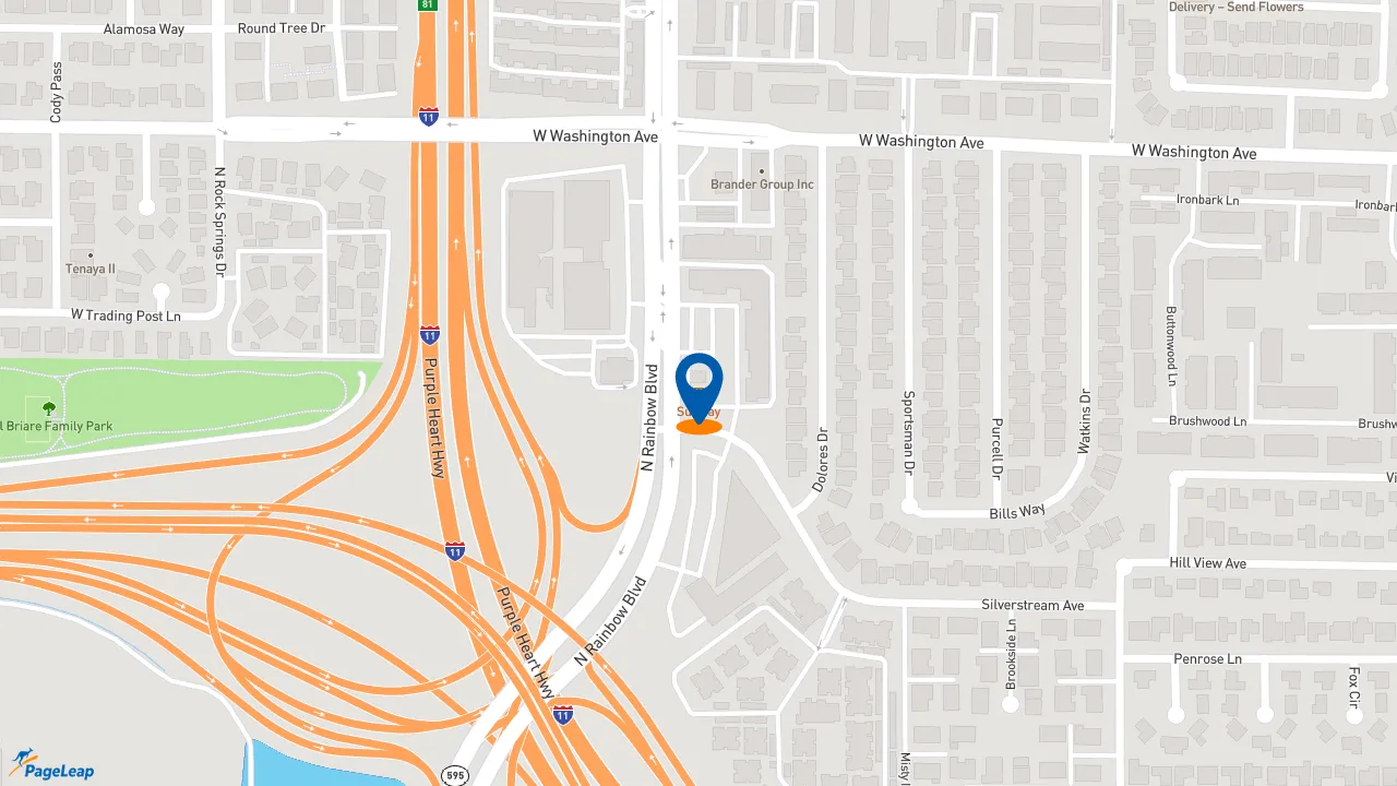 https://pageleap.com map showing location of Subway in Las Vegas.