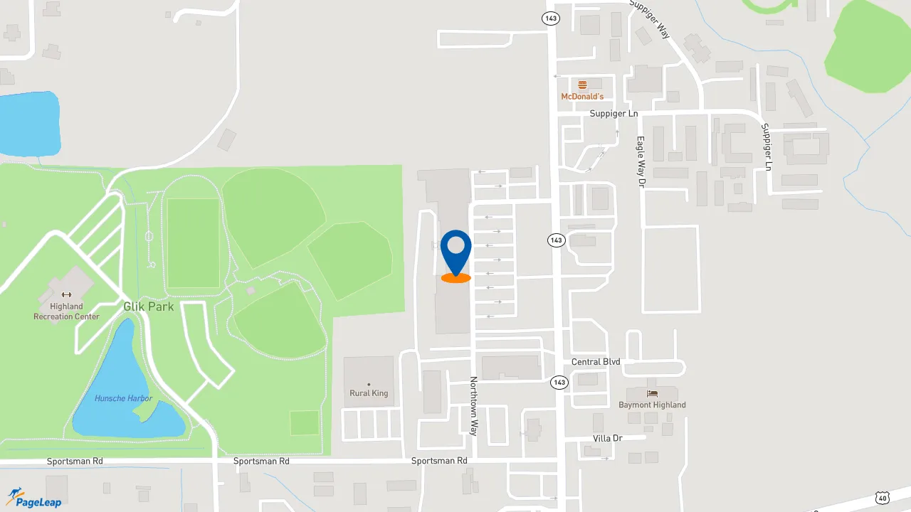 https://pageleap.com map showing location of Subway in Highland.