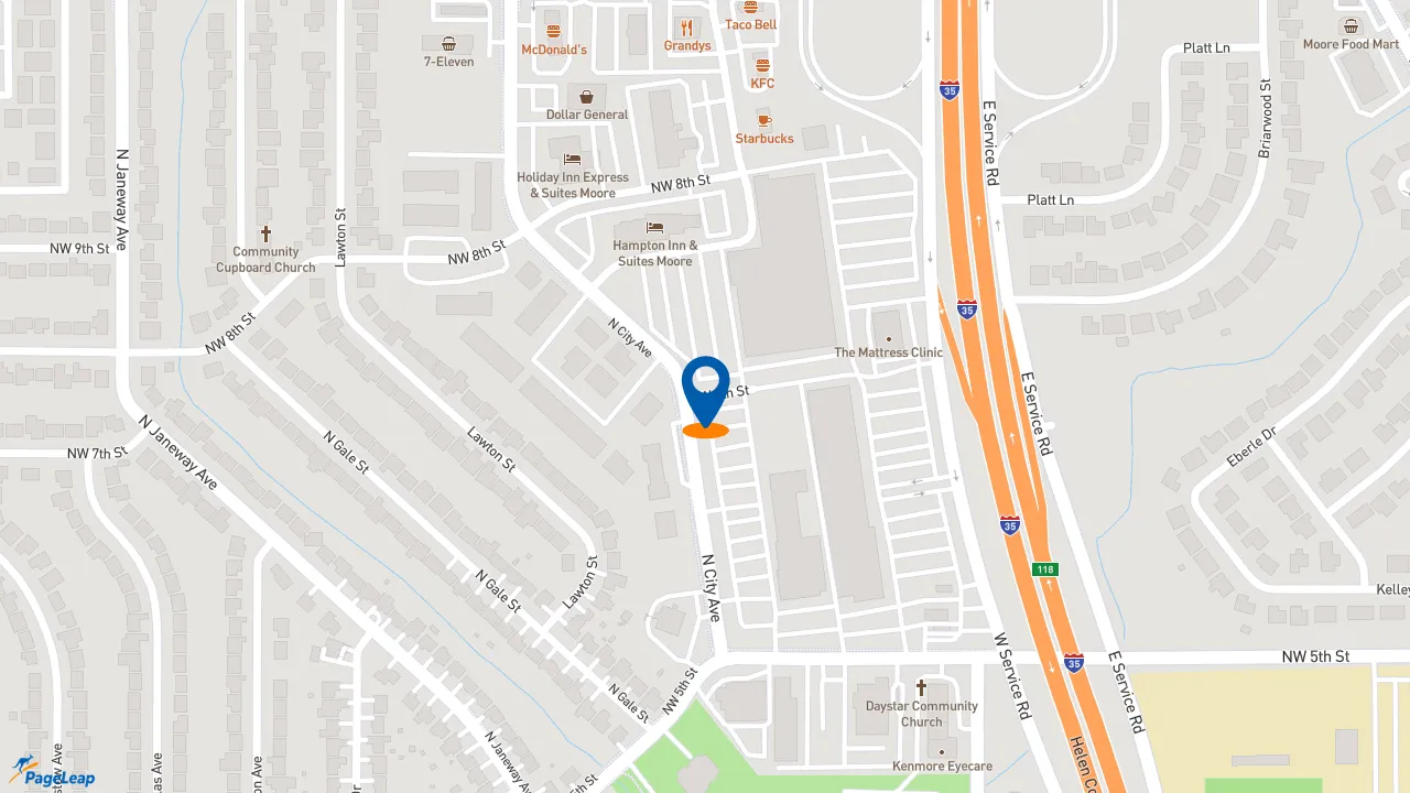 https://pageleap.com map showing location of Subway in Moore.