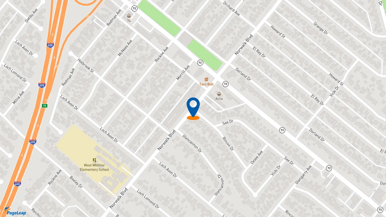 https://pageleap.com map showing location of Subway in Whittier.