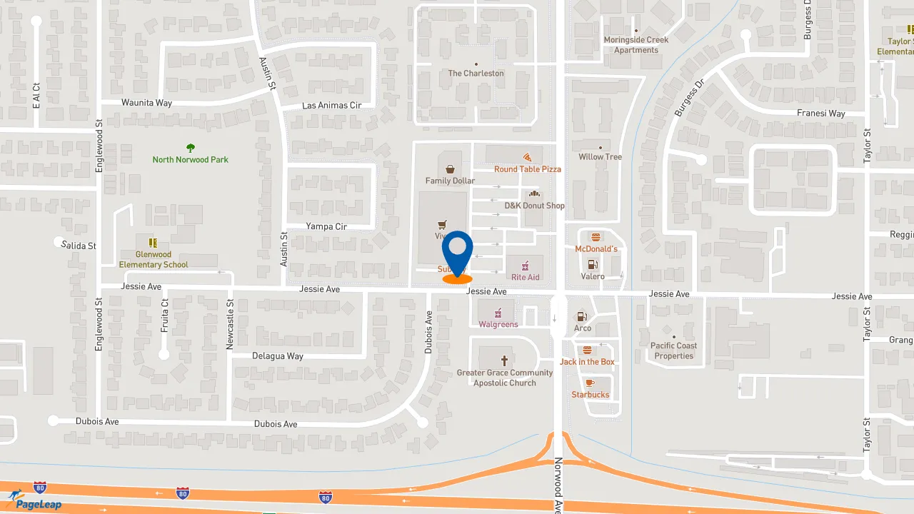 https://pageleap.com map showing location of Subway in Sacramento.