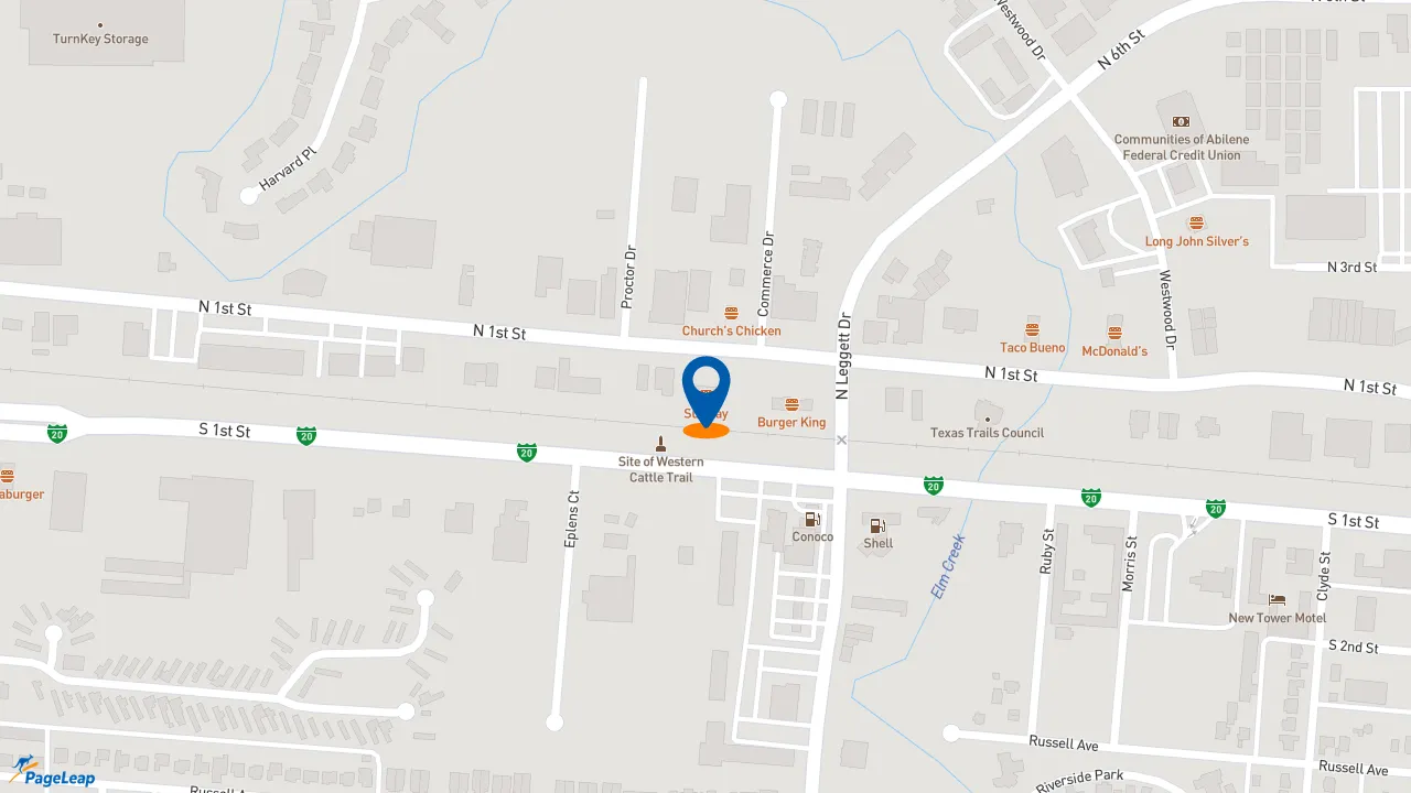 https://pageleap.com map showing location of Subway in Abilene.