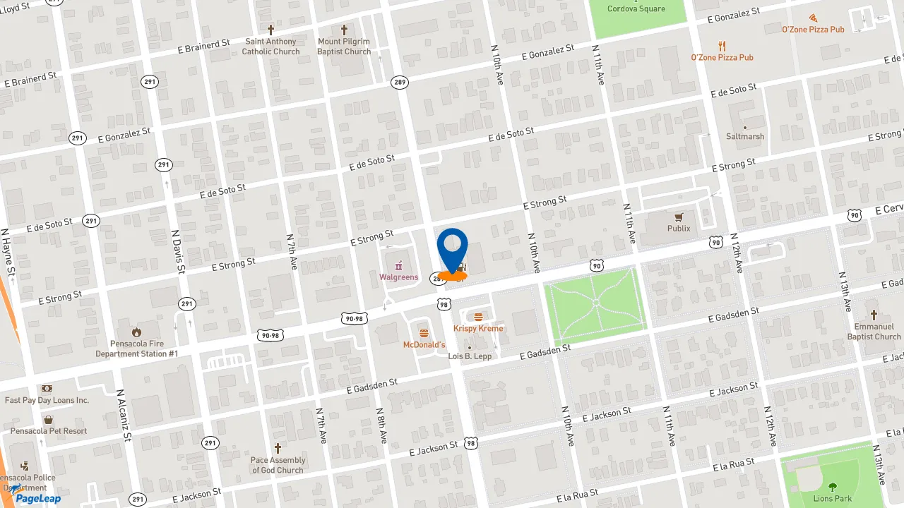 https://pageleap.com map showing location of Subway in Pensacola.