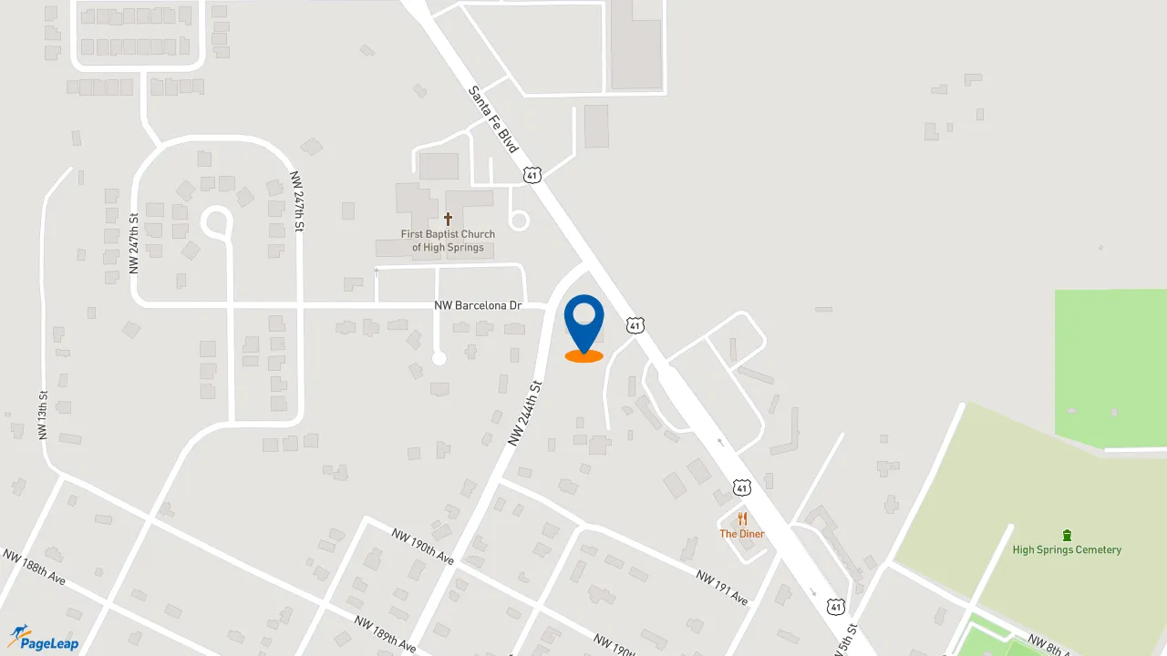 https://pageleap.com map showing location of Subway in High Springs.