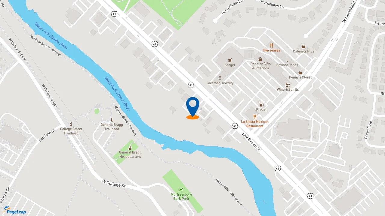 PageLeap.com map showing location of Subway in Murfreesboro.