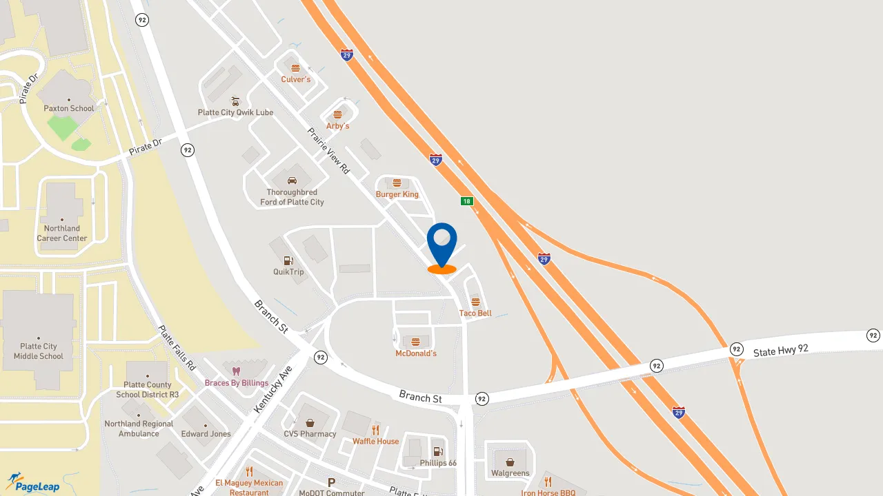 https://pageleap.com map showing location of Subway in Platte City.