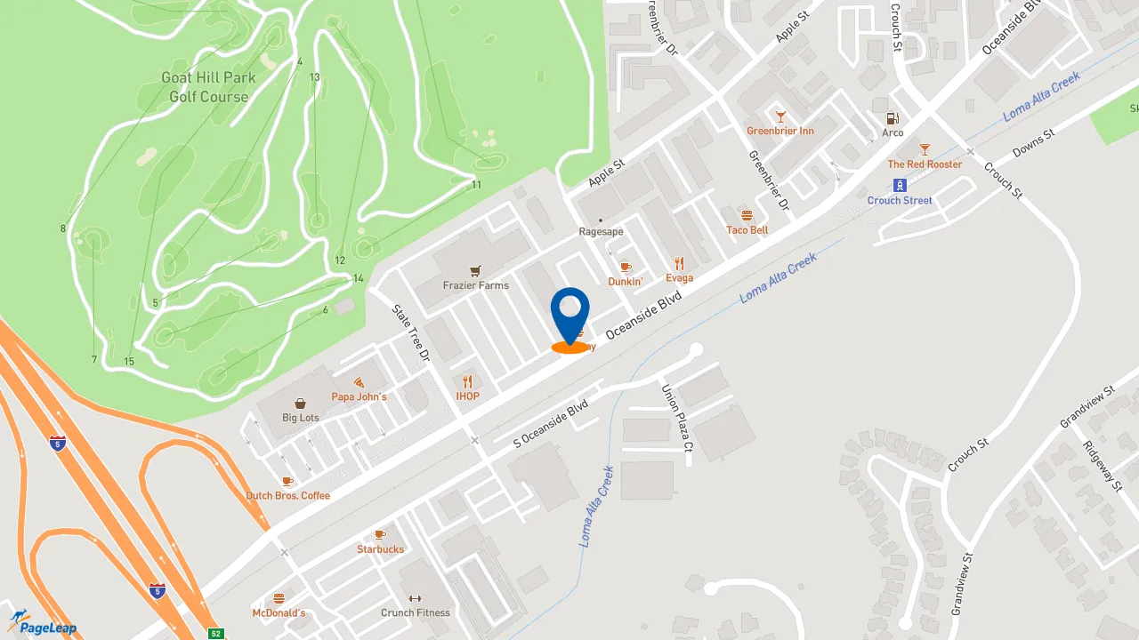 https://pageleap.com map showing location of Subway in Oceanside.