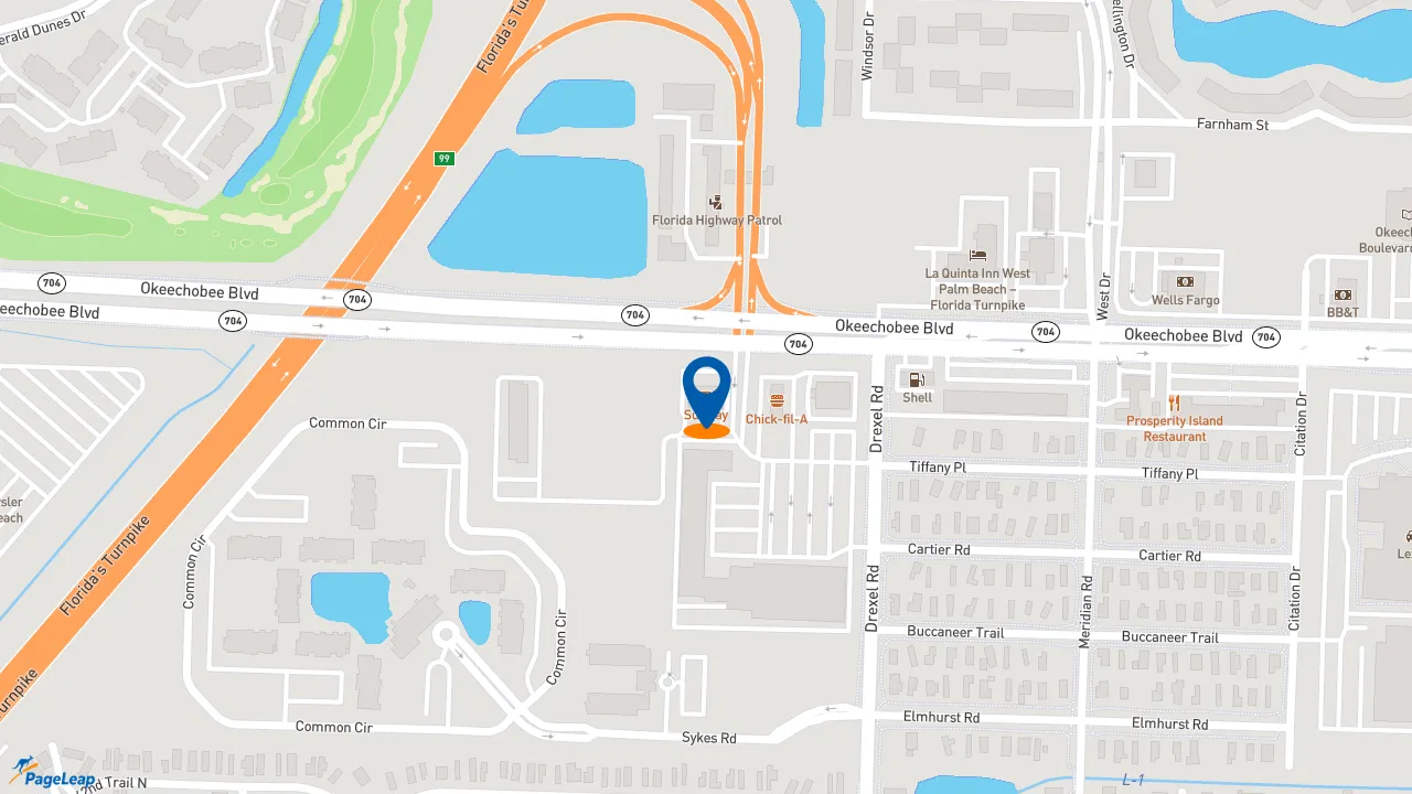 https://pageleap.com map showing location of Subway in West Palm Beach.