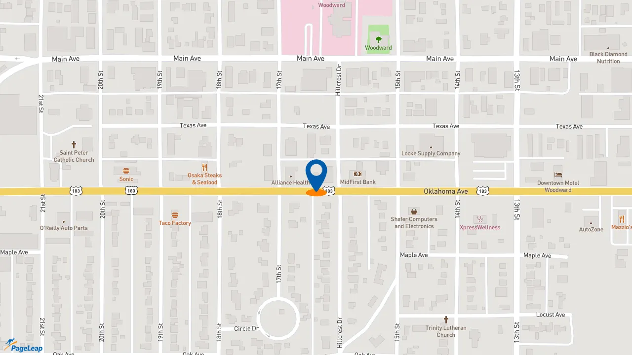 https://pageleap.com map showing location of Subway in Woodward.