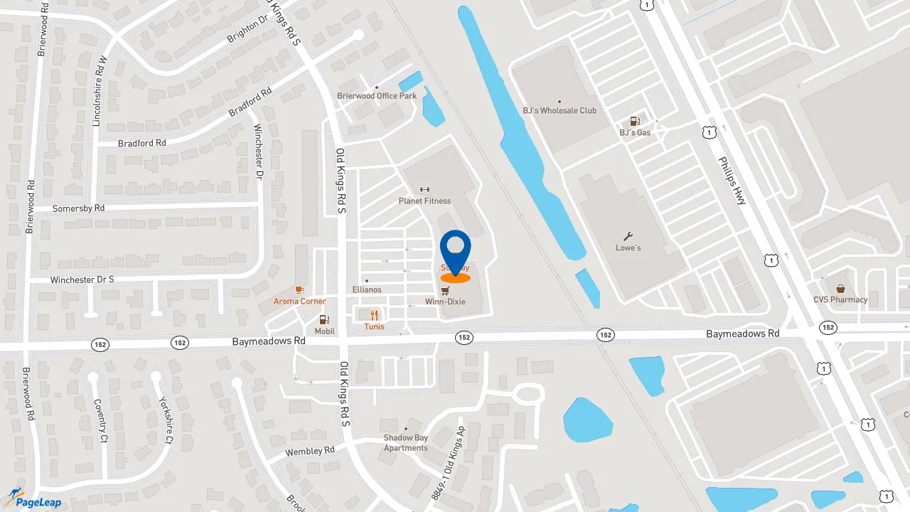 https://pageleap.com map showing location of Subway in Jacksonville.