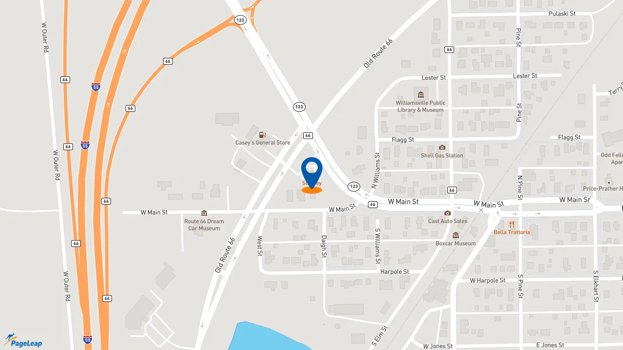 https://pageleap.com map showing location of Subway in Williamsville.