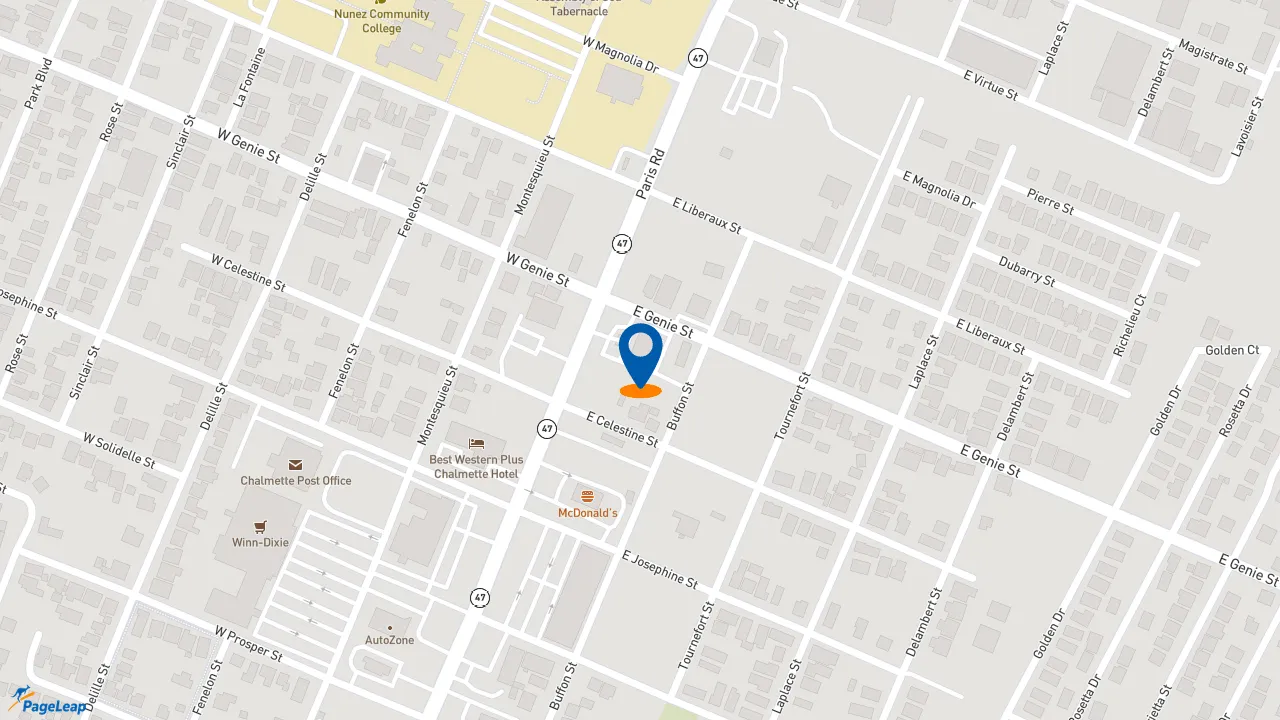 https://pageleap.com map showing location of Subway in Chalmette.