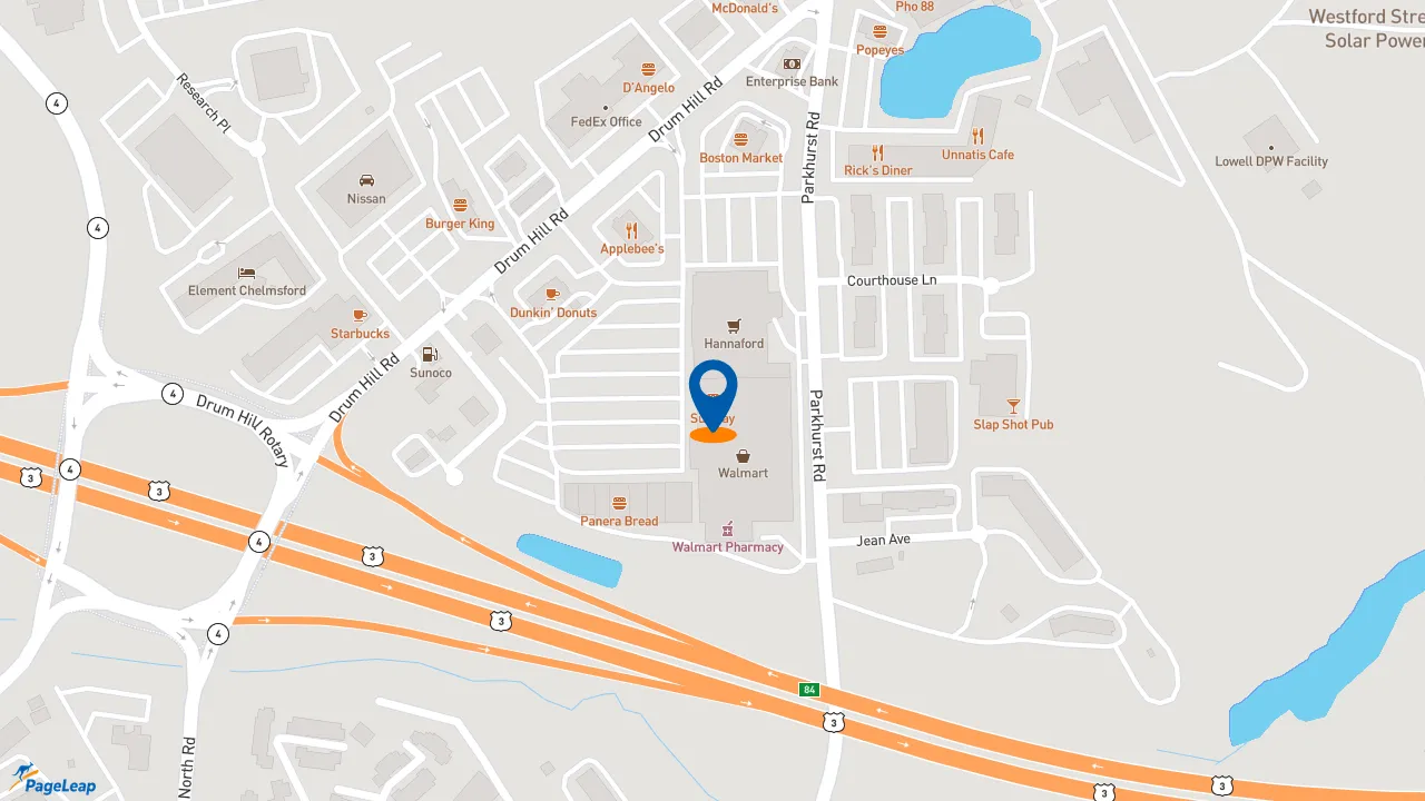 https://pageleap.com map showing location of Subway in Chelmsford.