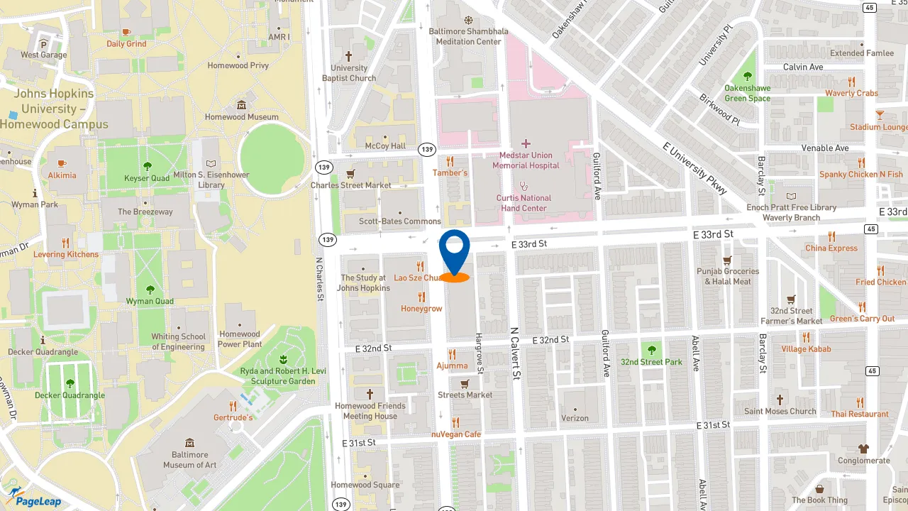 https://pageleap.com map showing location of Subway in Baltimore.