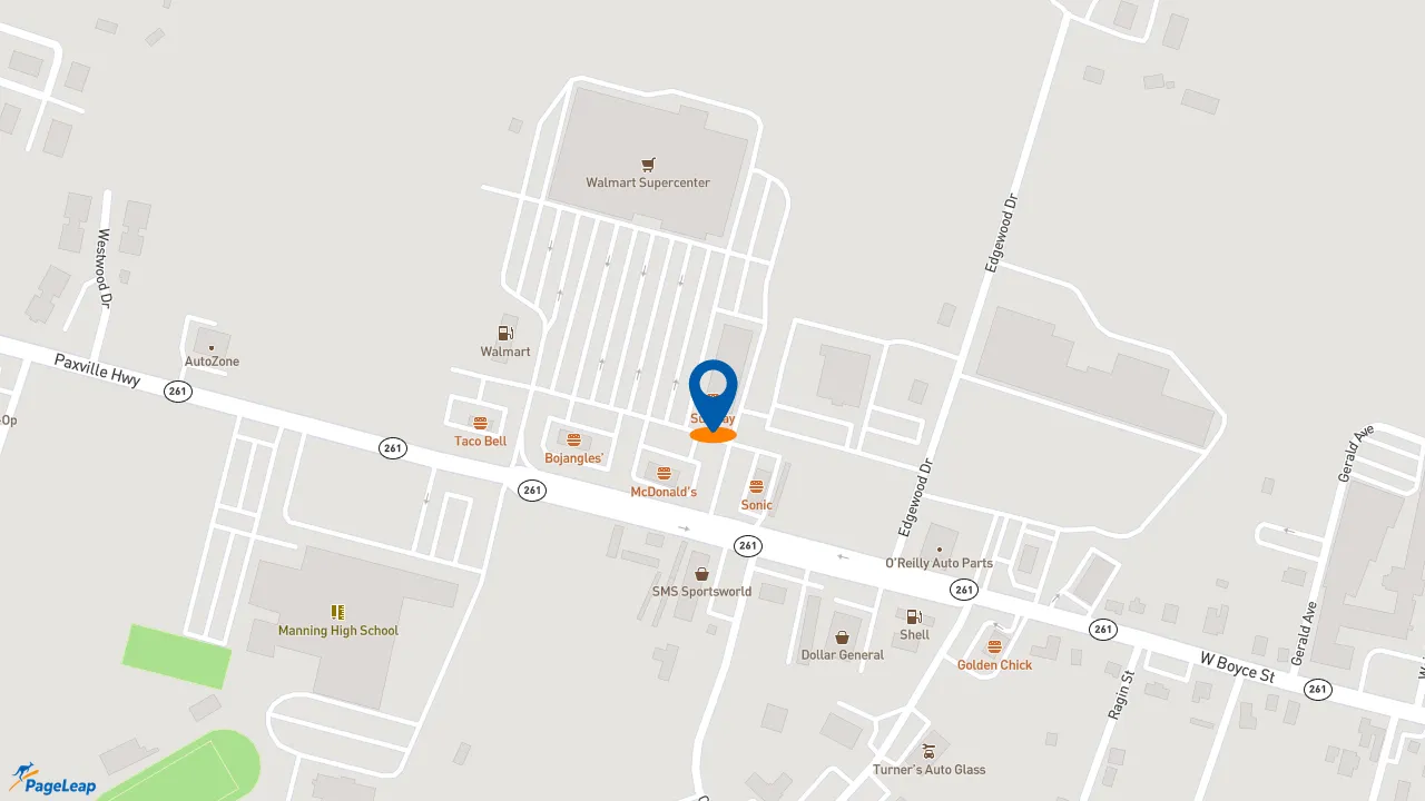 https://pageleap.com map showing location of Subway in Manning.
