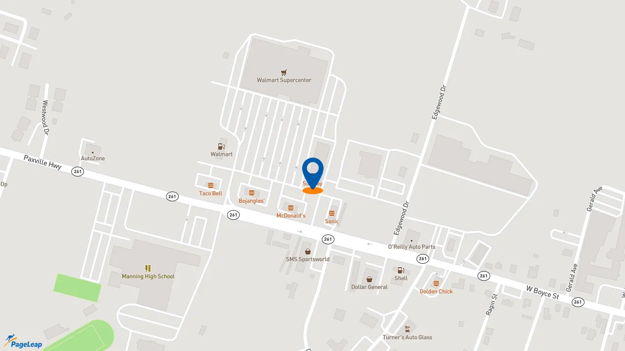 https://pageleap.com map showing location of Subway in Manning.