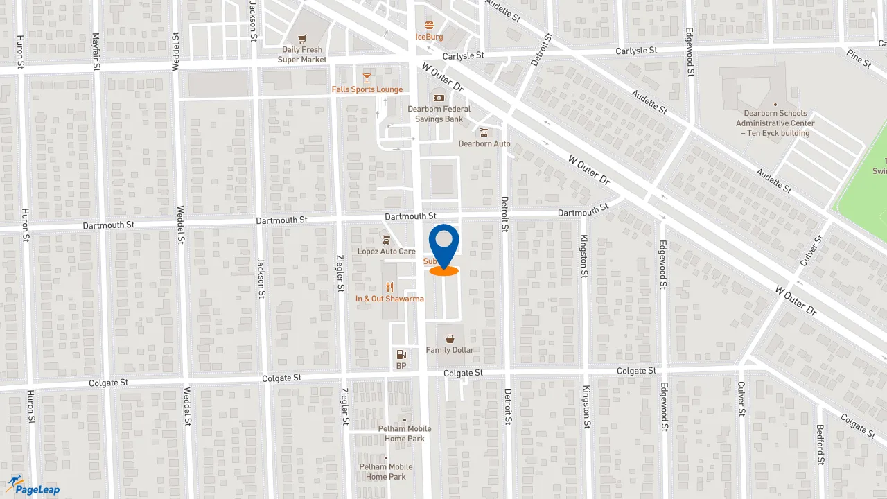 https://pageleap.com map showing location of Subway in Dearborn Heights.