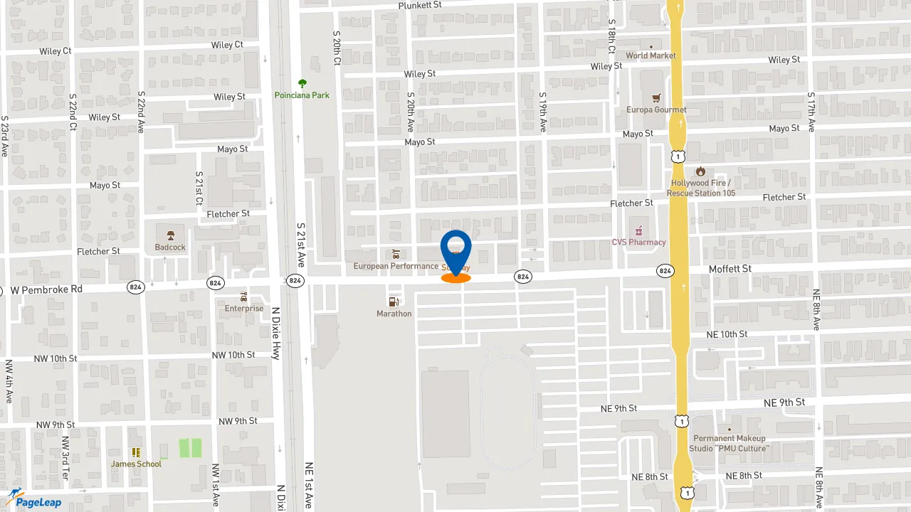 https://pageleap.com map showing location of Subway in Hollywood.