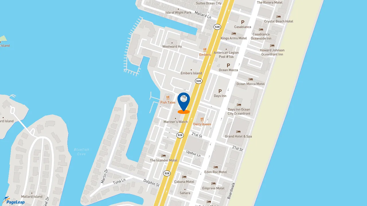 https://pageleap.com map showing location of Subway in Ocean City.