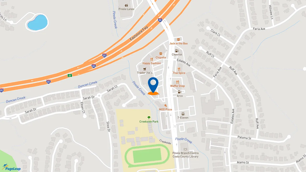 https://pageleap.com map showing location of Subway in Pinole.