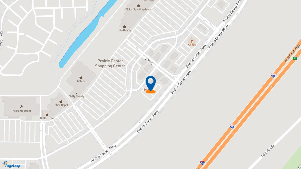 https://pageleap.com map showing location of Subway in Brighton.