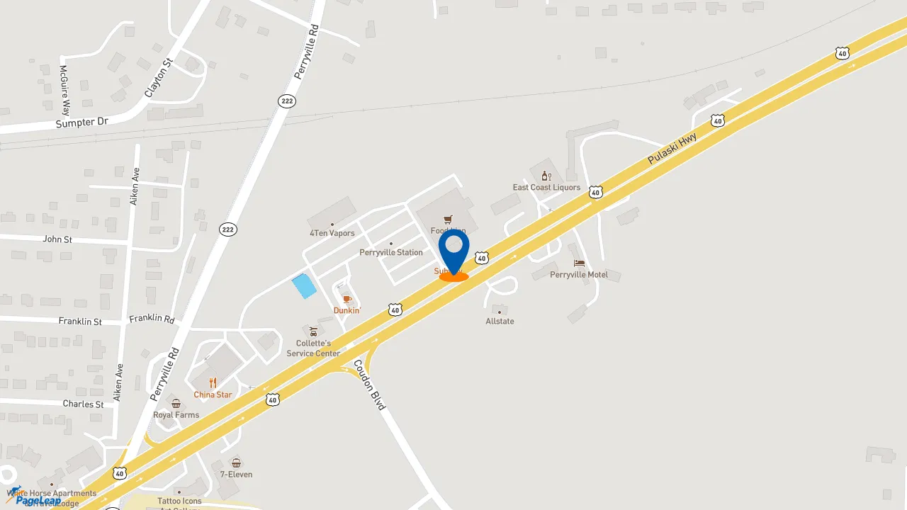 https://pageleap.com map showing location of Subway in Perryville.