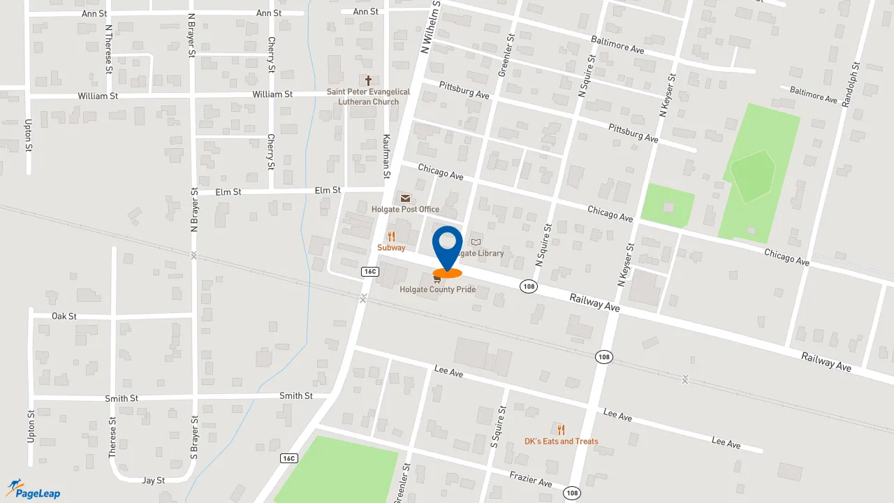 PageLeap.com map showing location of Subway in Holgate.
