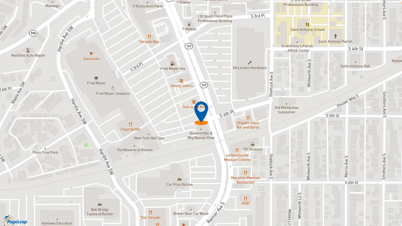 https://pageleap.com map showing location of Subway in Renton.