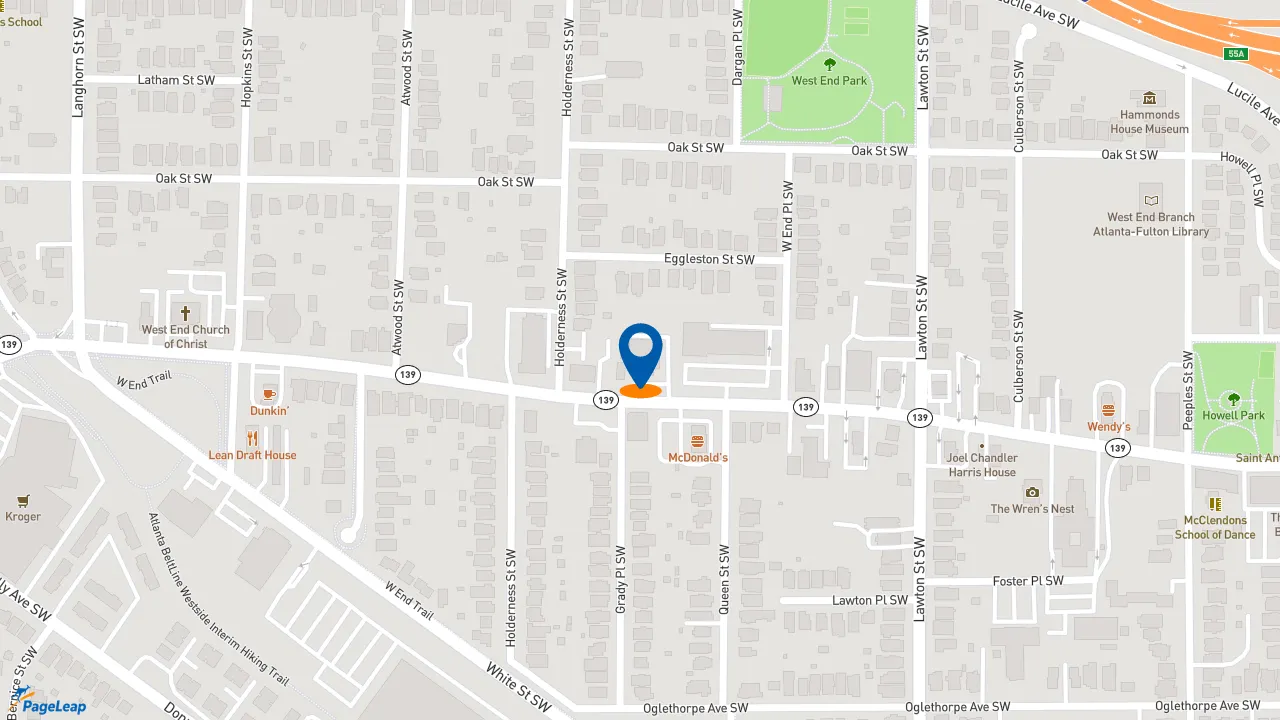 https://pageleap.com map showing location of Subway in Atlanta.