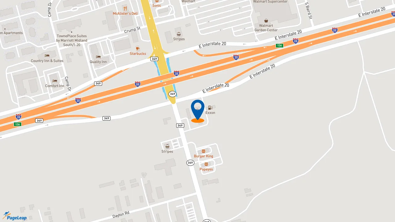 https://pageleap.com map showing location of Subway in Midland.