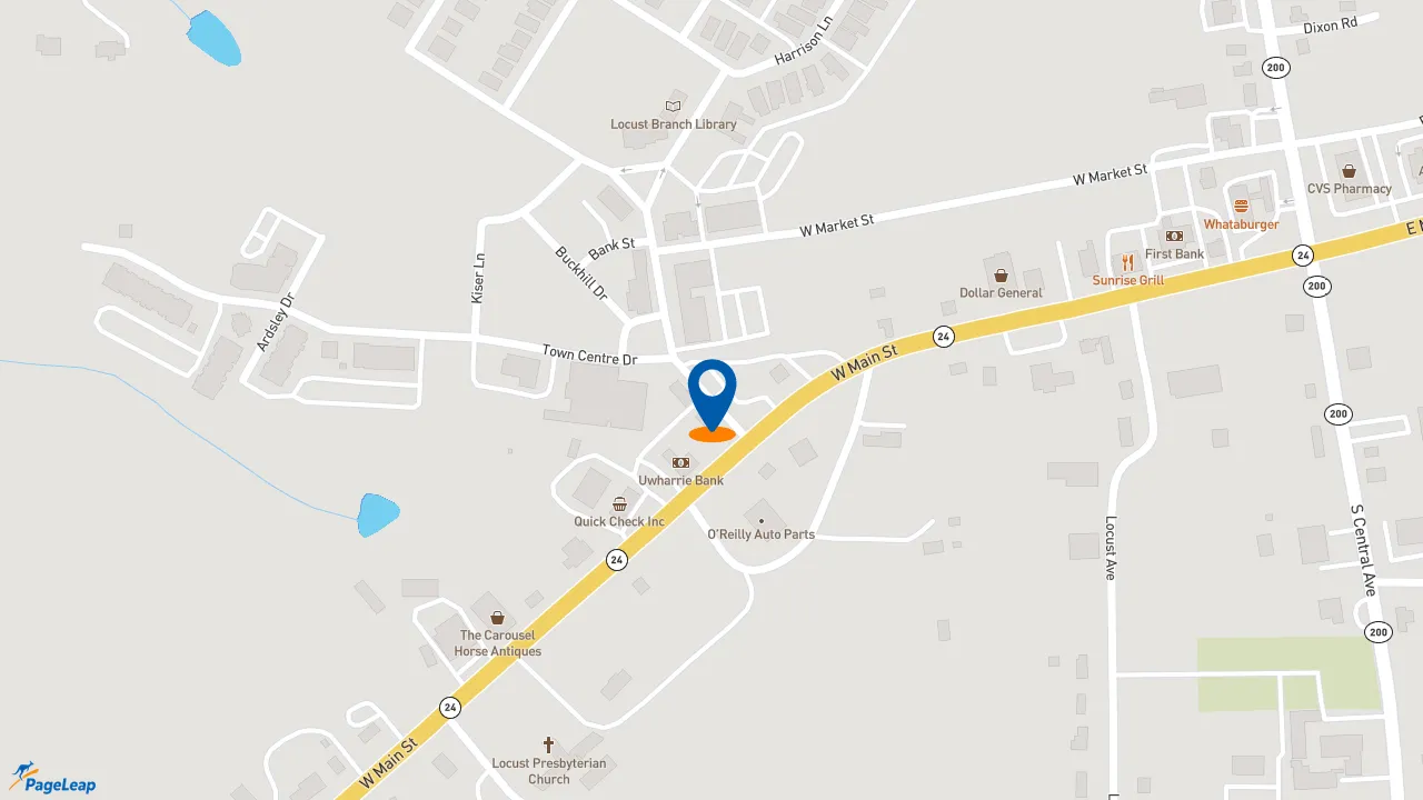 https://pageleap.com map showing location of Subway in Locust.