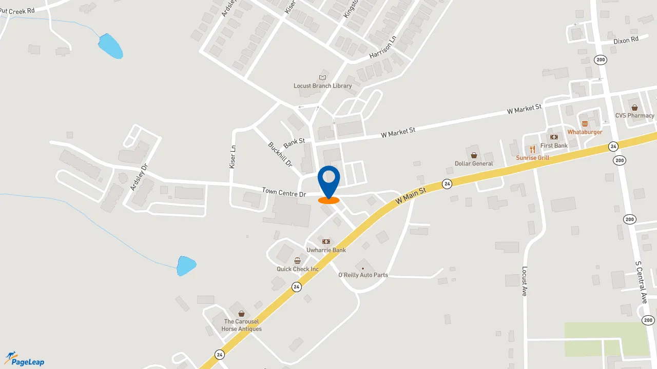 https://pageleap.com map showing location of Subway in Locust.