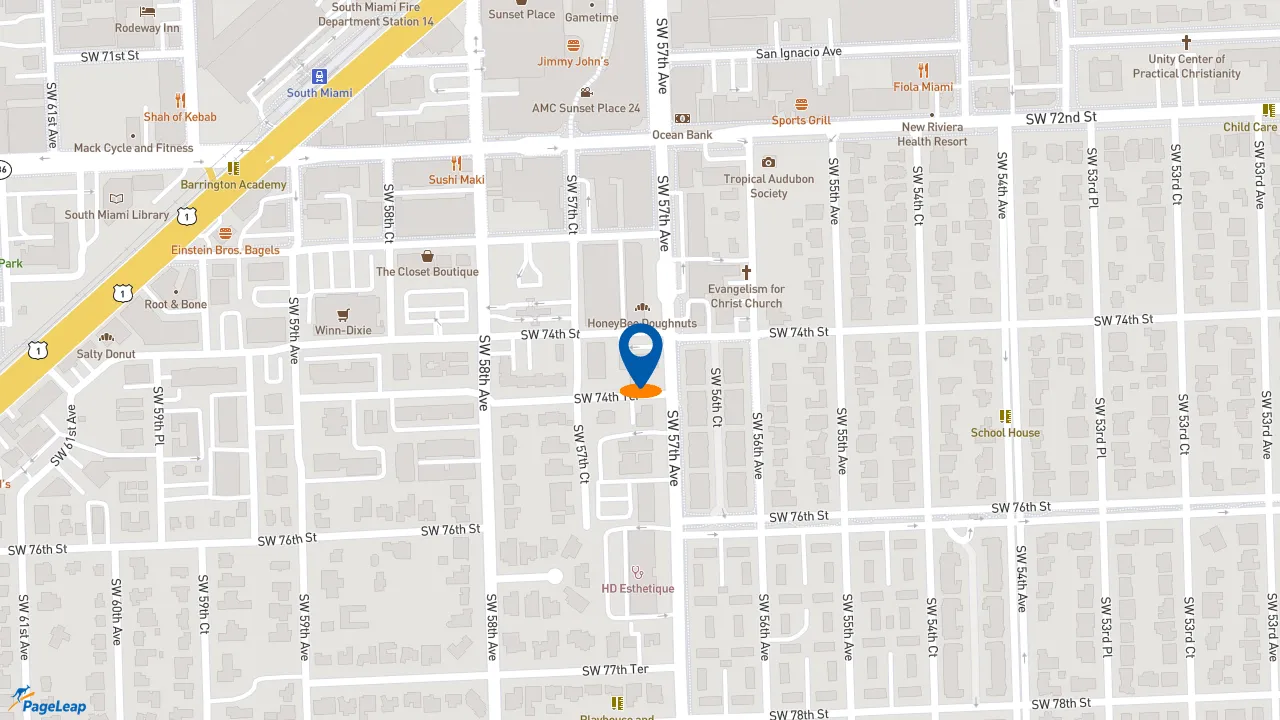 https://pageleap.com map showing location of Subway in South Miami.