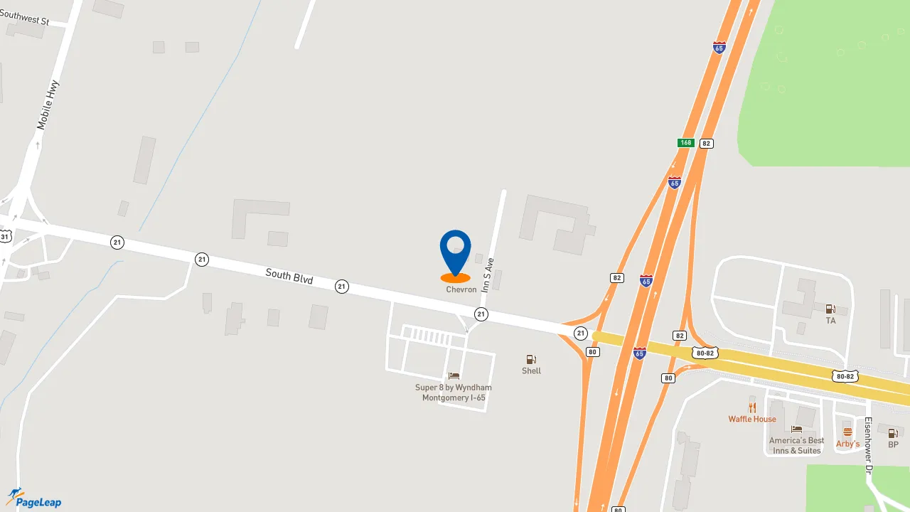 https://pageleap.com map showing location of Subway Restaurant in Montgomery.