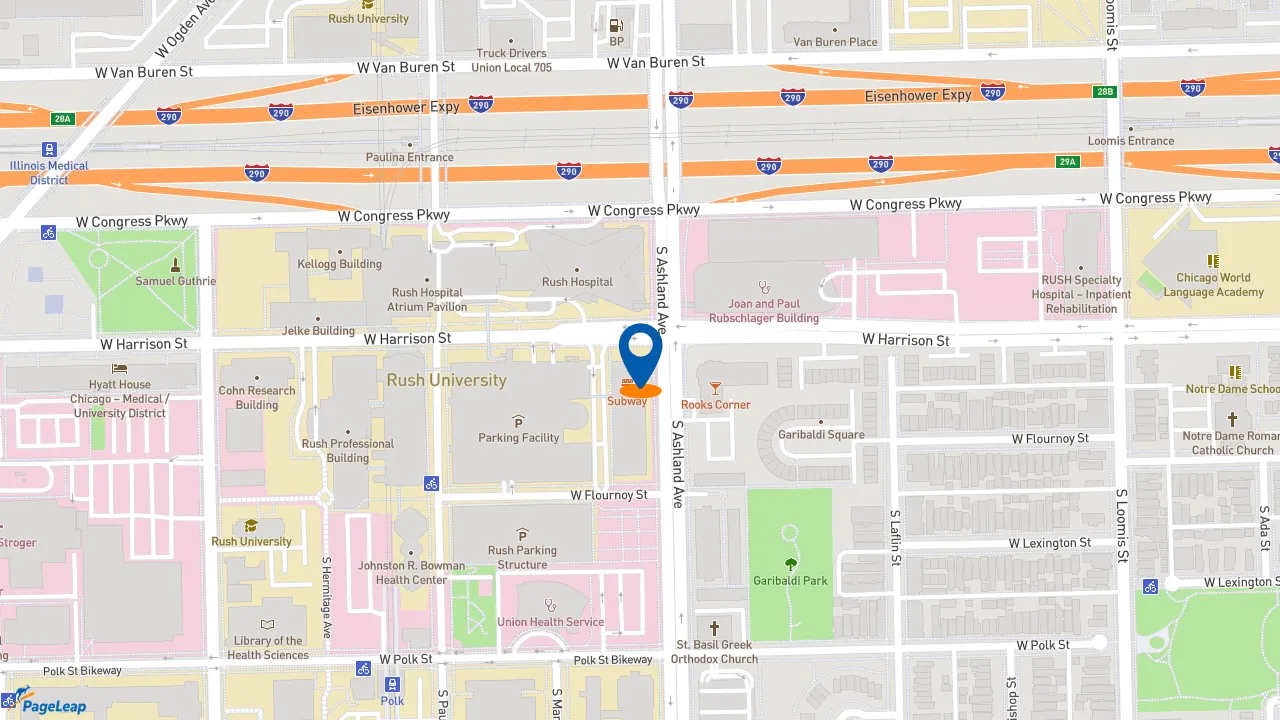 https://pageleap.com map showing location of Subway in Chicago.