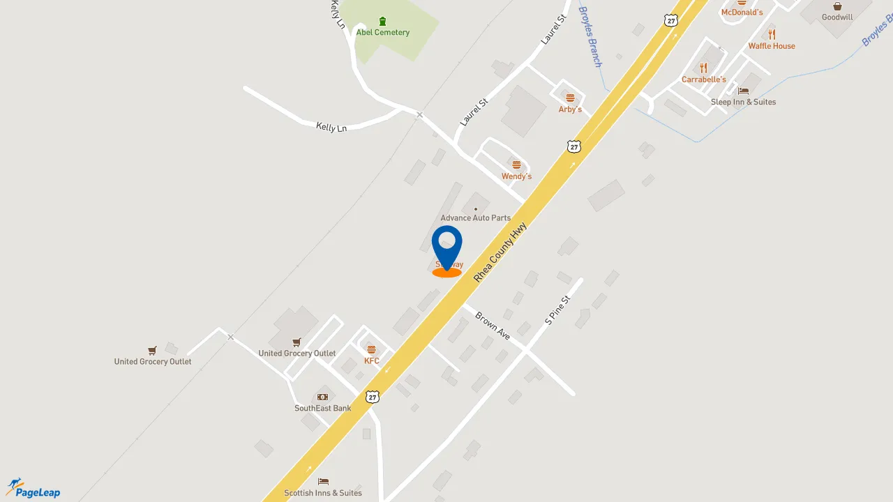 https://pageleap.com map showing location of Subway in Dayton.