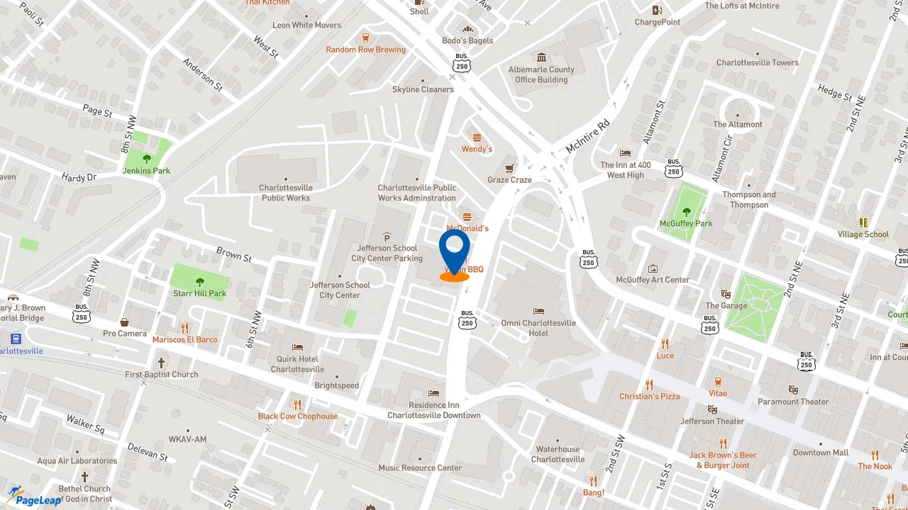 https://pageleap.com map showing location of Subway in Charlottesville.