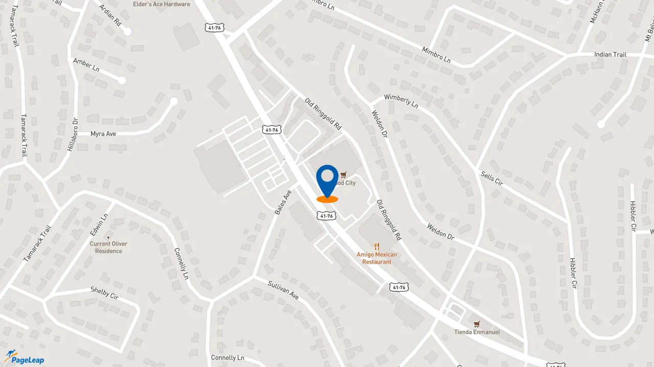 https://pageleap.com map showing location of Subway in Chattanooga.