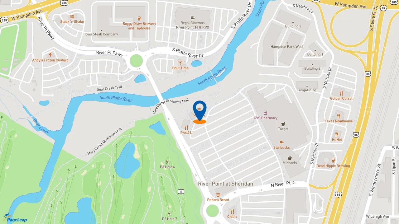 https://pageleap.com map showing location of Subway in Sheridan.