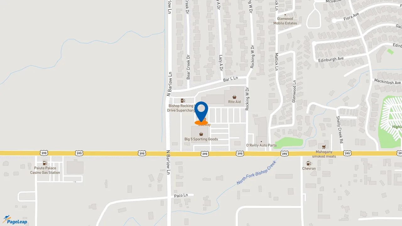 https://pageleap.com map showing location of Subway in Bishop.