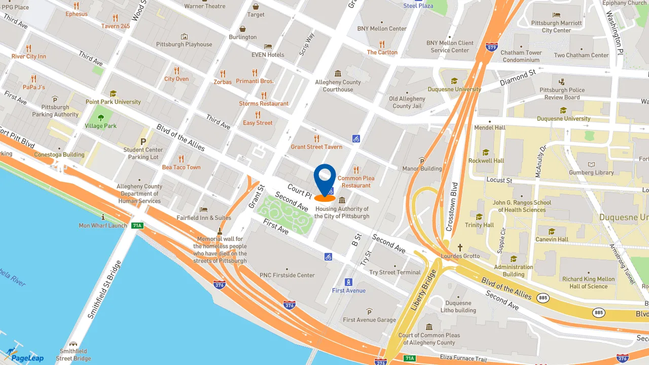 https://pageleap.com map showing location of Subway in Pittsburgh.