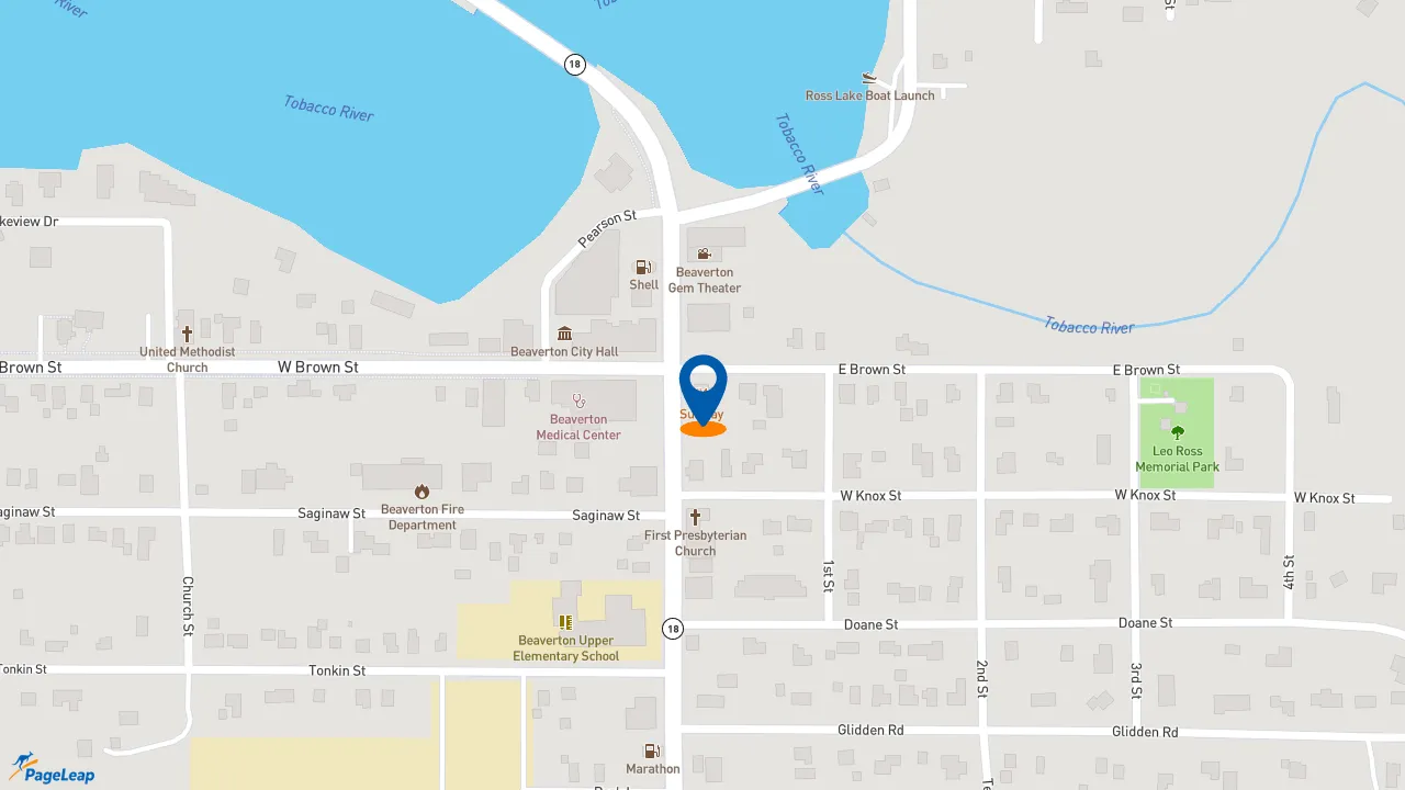https://pageleap.com map showing location of Subway in Beaverton.