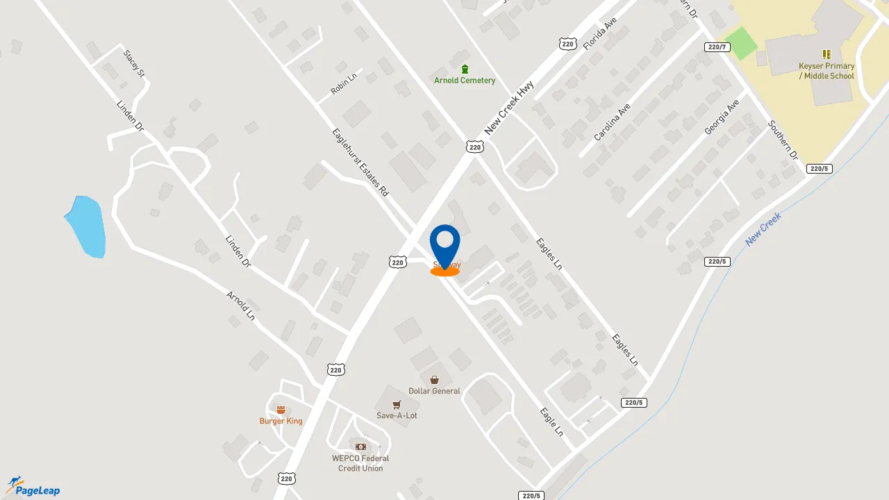 https://pageleap.com map showing location of Subway in Keyser.