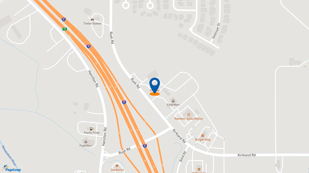 https://pageleap.com map showing location of Subway in Chehalis.